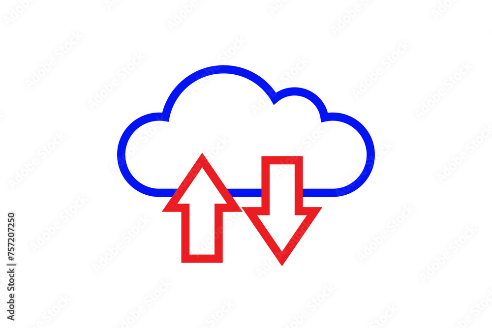Red and blue cloud technology illustration in line style design. Vector illustration. Red and blue cloud technology illustration in line style design. Vector illustration.