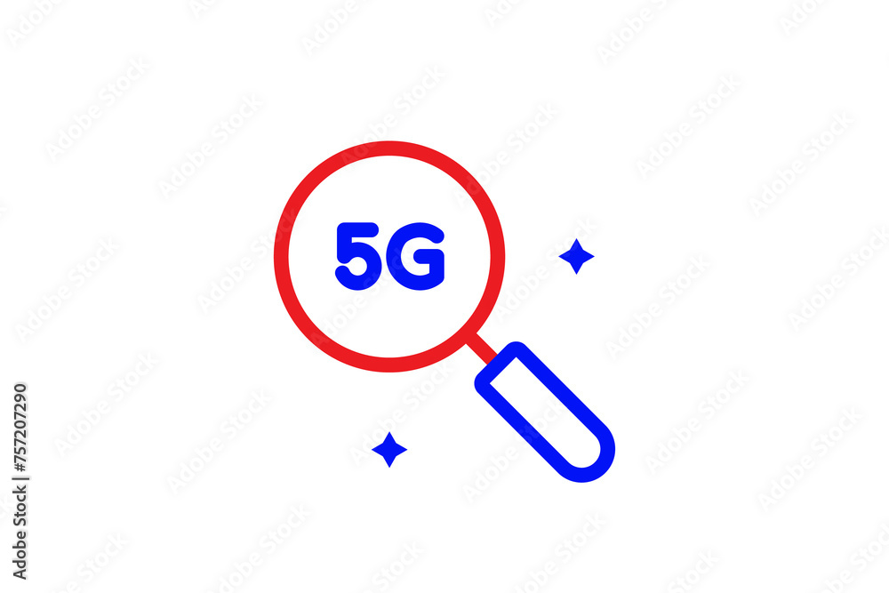 Red and blue search 5g illustration in line style design. Vector illustration. Red and blue search 5g illustration in line style design. Vector illustration.