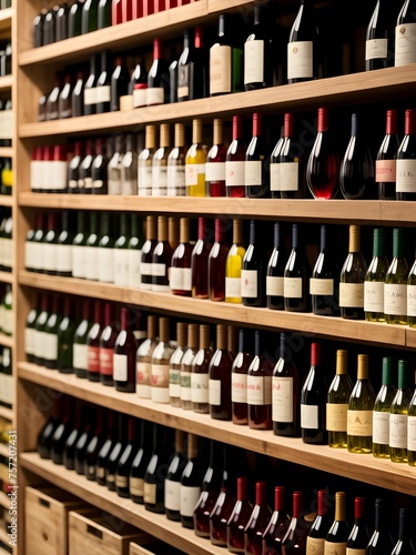 Collection of wines in the store of elite alcohol. © Alexandr