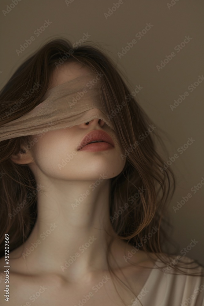 Minimalist Portrait of a Woman With Veiled Eyes Minimalist Portrait of a Woman With Veiled Eyes