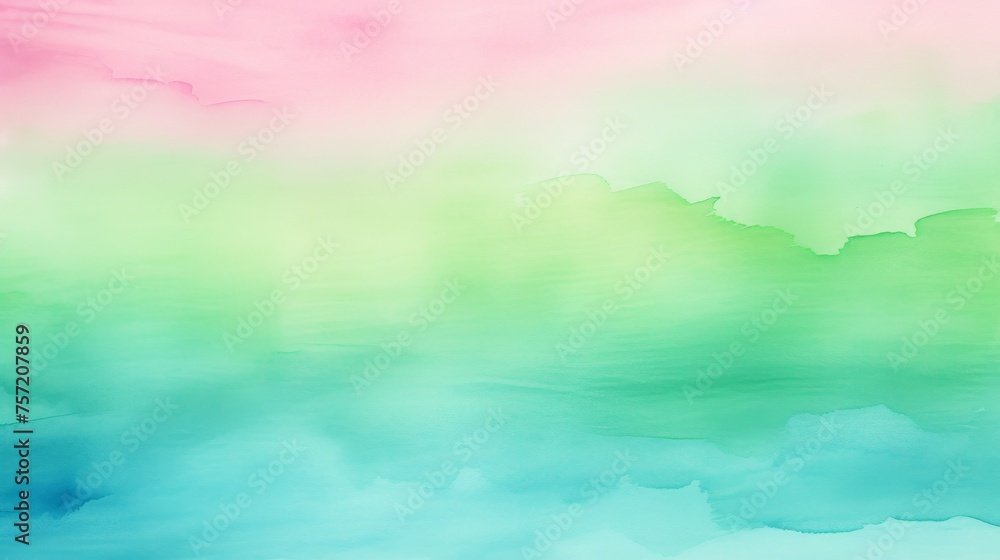 Abstract ombre watercolor background with Watermelon pink, Lime green, Turquoise