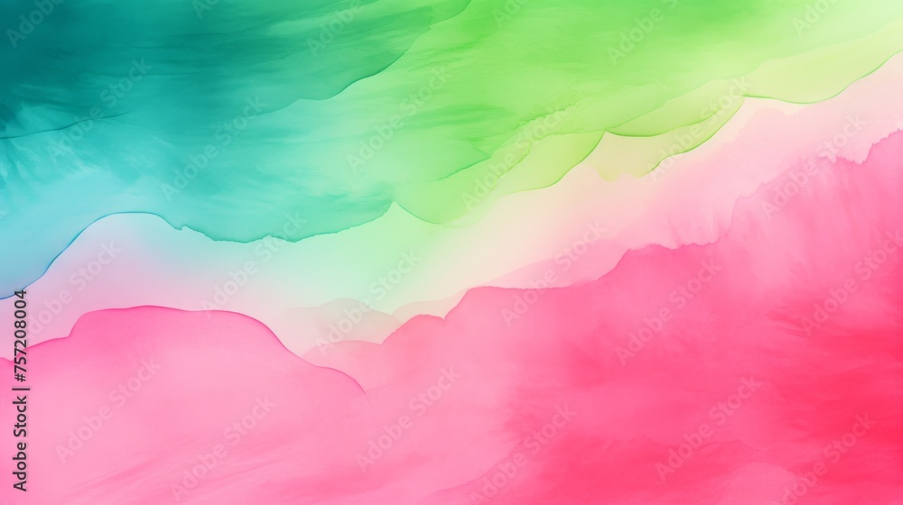 Abstract ombre watercolor background with Watermelon pink, Lime green, Turquoise Abstract ombre watercolor background with Watermelon pink, Lime green, Turquoise