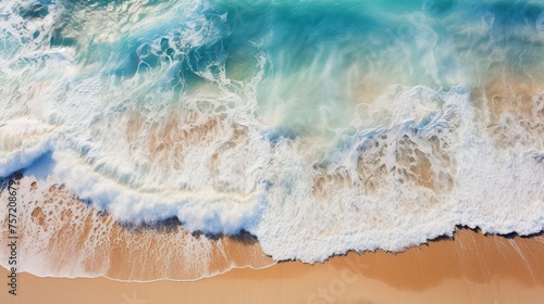 Aerial View of Beach With Waves © Amir