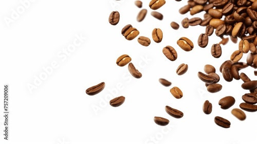 Pile of Coffee Beans on White Background
