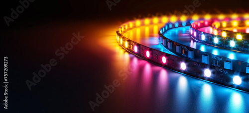 Testing LED illumination, in the dark. strip reel.  © killykoon