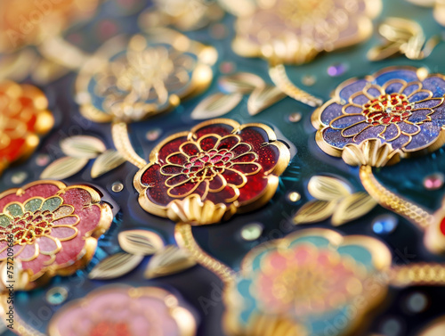 Luxury floral design design with gold and red florals