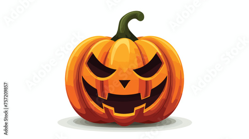 A festive flat icon of a pumpkin with a carved face
