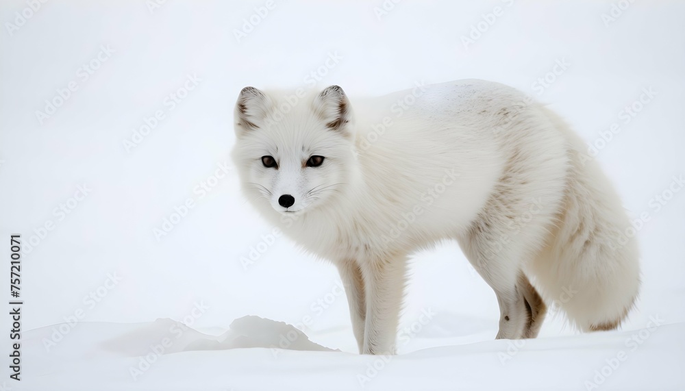 An Arctic Fox With Its White Fur Blending Into The