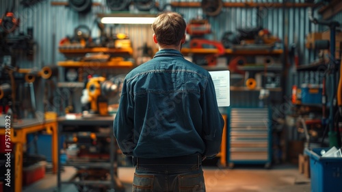 a mechanic is measuring a job checklist in a car repair shop