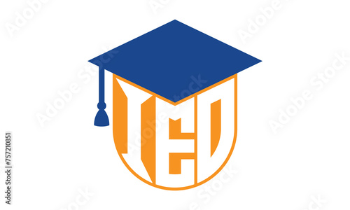 IEO initial letter academic logo design vector template. school college logo, university logo, graduation cap logo, institute logo, educational logo, library logo, teaching logo, book shop, varsity	
