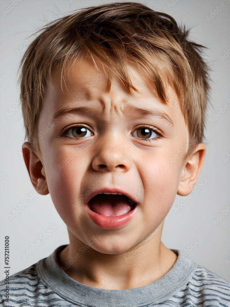 a child with pronounced emotions on his face a child with pronounced emotions on his face