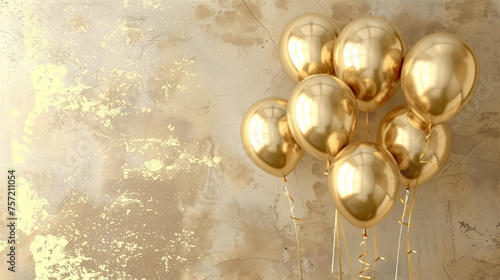 luftballons, gold, jubiläum, geburtstag, feier, hintergrund, karte, feierlich, elegant, luxeriös, lufballon, ballon, text, platz, copytext, fest, feiern, einladung, dekoration, weihnachten, geschenk