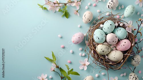 Nested easter egg isolated on pastel background 