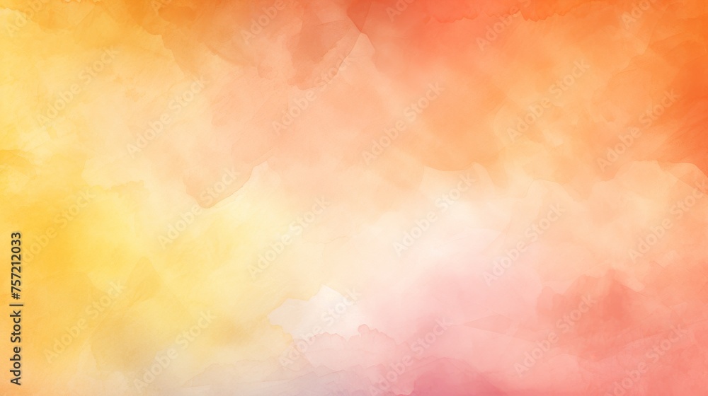 Abstract ombre watercolor background with Deep Orange, Golden Yellow, Light Pink