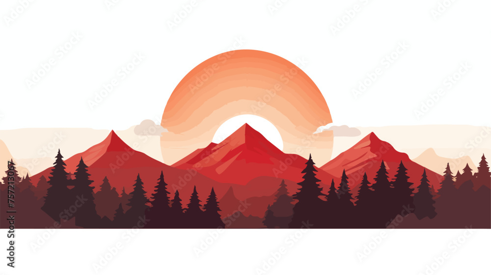 A minimalist flat icon of a mountain landscape with
