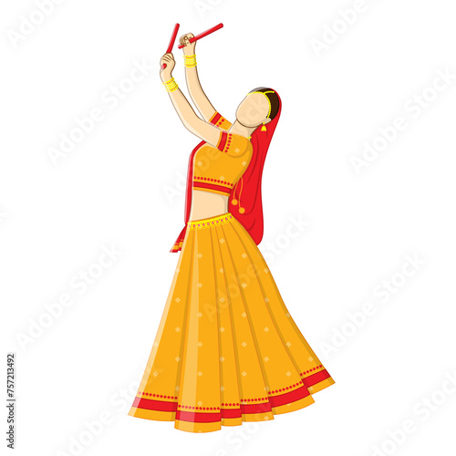 Beautiful dancing lady illustration on transparent background