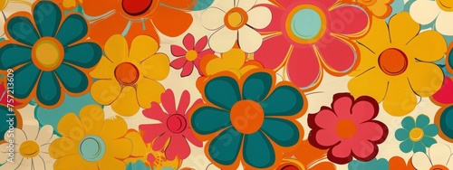 70s style floral background  70s retro pattern and colors