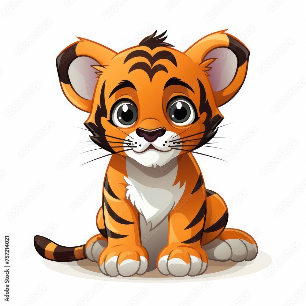 cartoon style minimalistic portrayal of an adorable baby tiger on a clean background cartoon style minimalistic portrayal of an adorable baby tiger on a clean background