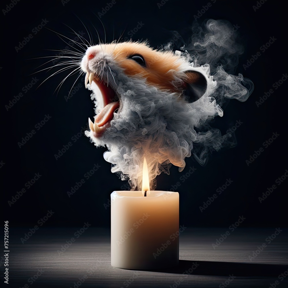 hamsters comes out formed from candle smoke version 2 Stock イラスト
