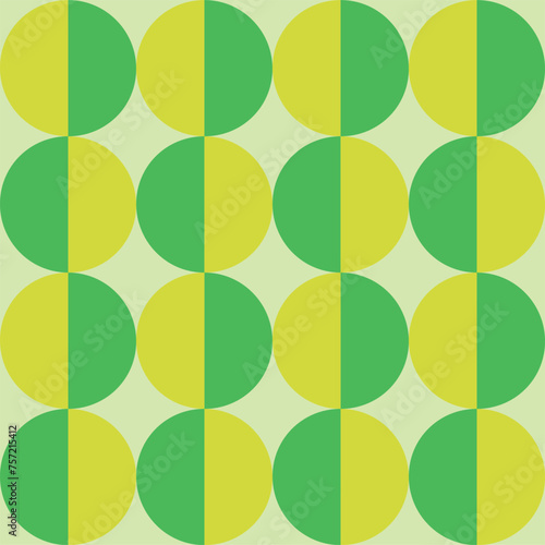 Mid Century Modern Half circles seamless pattern in yellow and green. For poster, home décor, and wallpaper