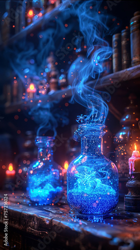 A snowflake brewing potions