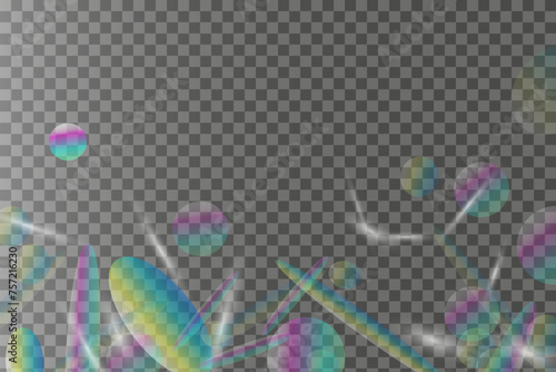 Transparent iridescent highlights. Holographic background