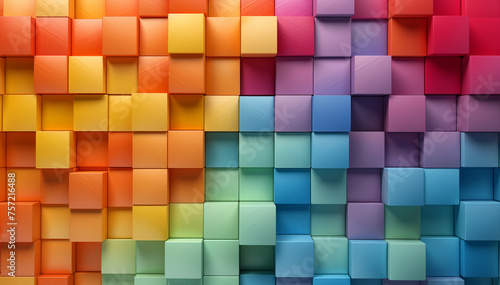Colorful wooden blocks stack texture aligned background.