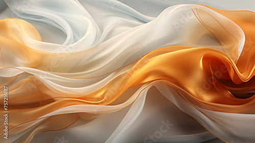 Floating and light fabric in shades of gold, white and yellow. Relaxing and delicate image background. Create an ad with elegance. Generative AI Arte com IA photo