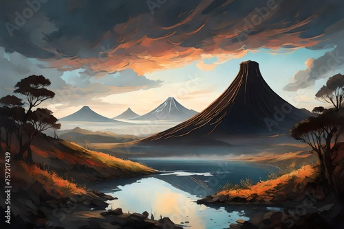 sunrise in the mountains generated by AI technology 