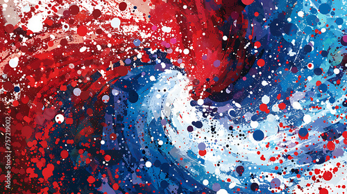A patriotic-themed digital illustration showcasing a glittering mosaic of red, white, and blue sparkles, symbolizing 