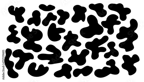 Irregular blob shape abstract asymmetric elements. Vector illustration set.