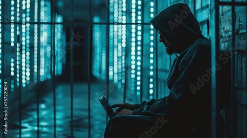 person in a prison with a laptop real cybersecurity concept