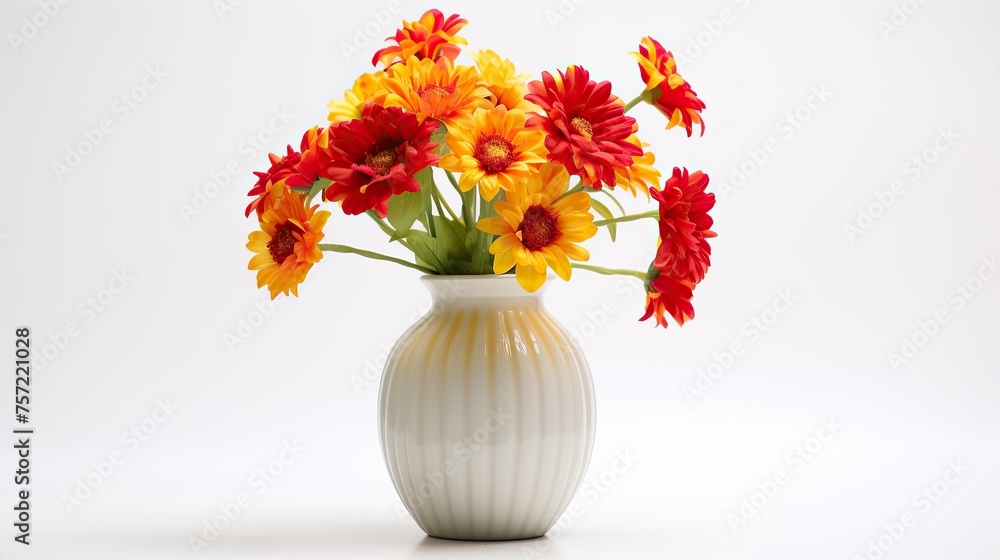 Small yellow flowers , red flowers in a vase, Small yellow flowers , red flowers in a vase,