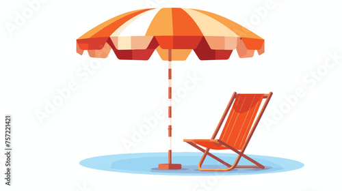 A stylish flat icon of a beach umbrella and chair s