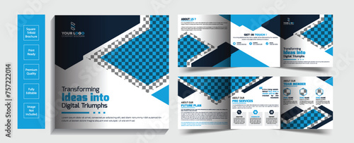 Modern Corporate company square trifold brochure template design