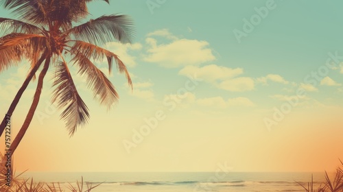 Vintage style tropical beach and summer background