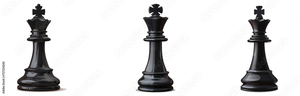 Black chess queen isolated on white transparent background