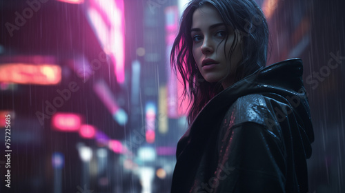 girl in cyberpunk style, close up © Andrew