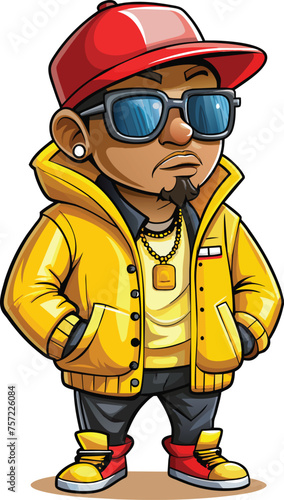 Cartoon illustration of a man in yellow hoodie