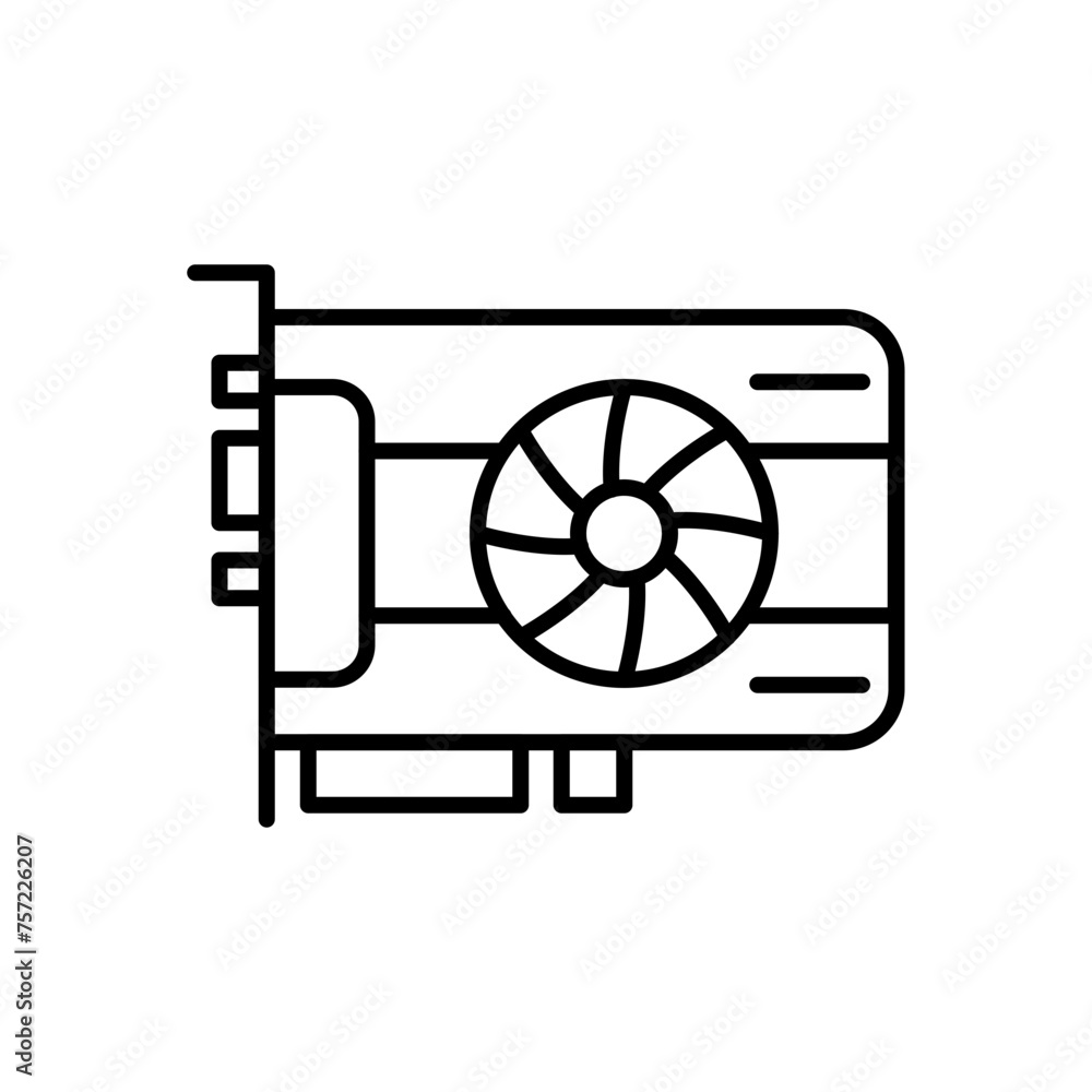 Graphic card outline icons, minimalist vector illustration ,simple transparent graphic element .Isolated on white background