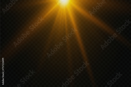 Sunlight  special lens flare effect. Flash with the effect of light rays. On a transparent background.