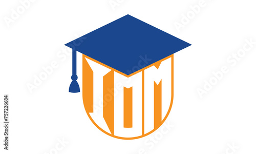 IOM initial letter academic logo design vector template. school college logo, university logo, graduation cap logo, institute logo, educational logo, library logo, teaching logo, book shop, varsity	
 photo