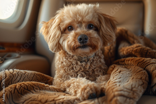 Poodle in a warm blanket