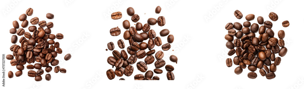 Roasted whole arabica coffee beans, scattered on isolated stock photo on a white or png transparent background isolated stock photo Roasted whole arabica coffee beans, scattered on isolated stock photo on a white or png transparent background isolated stock photo