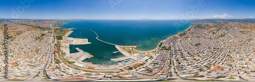 Alexandroupolis, Greece. Panorama of the city and port. Summer day. Panorama 360. Aerial view photo