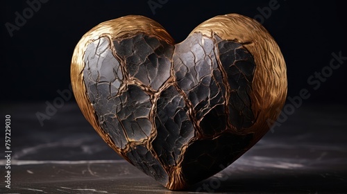 heart crafted from hammered brass, highlighting the textured and handcrafted aspects of the metal photo
