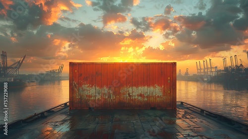 Container cargo ship at the harbor the AI image Generative photo