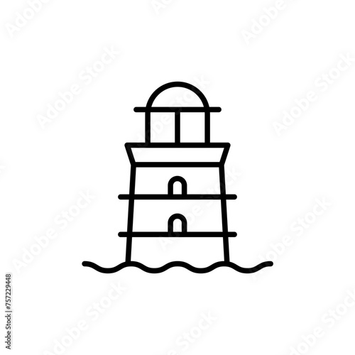 Lighthouse outline icons, minimalist vector illustration ,simple transparent graphic element .Isolated on white background