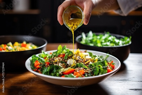 Fresh Salad Delight: Close-Up of Lemon Mustard Dressing
