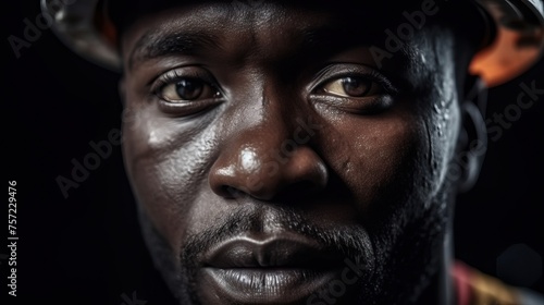 Hardworking Miner  Close-Up Portrait of African Worker